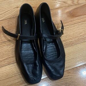Zara Classic Black Mary Jane Loafers